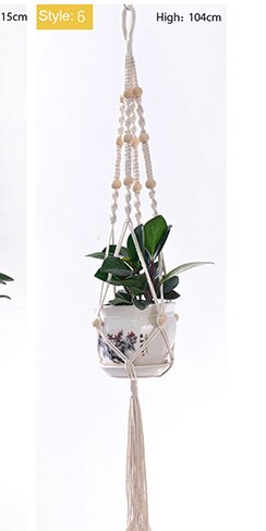 Opknoping Mand Geknoopt Macrame Plant Hanger Cottonflower Mand Lifting Touw Opknoping Mand Bloempot Houder Balkon Tuin Decoratie: 6