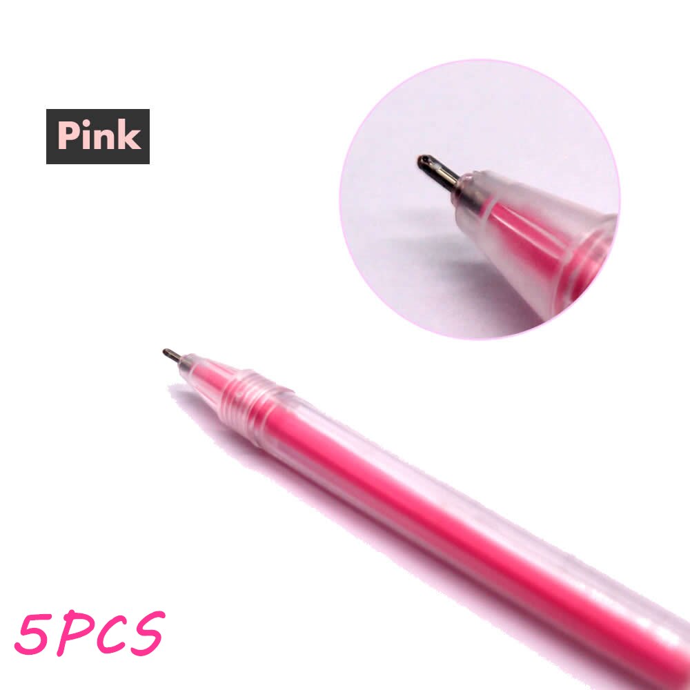 9Pcs 0.6Mm White Ink Gel Pen Highlight Marker Pen Fine Tip for Student Stationery Drawing Art Writing School Supplies: Pink 5PCS