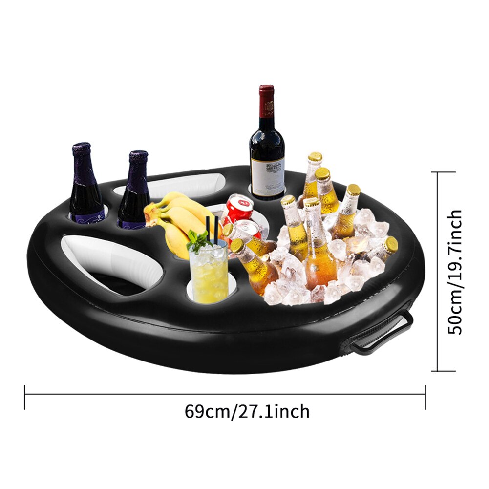 Beach Party Beverage Cooler Bar Storage Ice Pad Coaster Container Plastic Inflatable Floating Coconut Ice Bucket Drink Holder: C