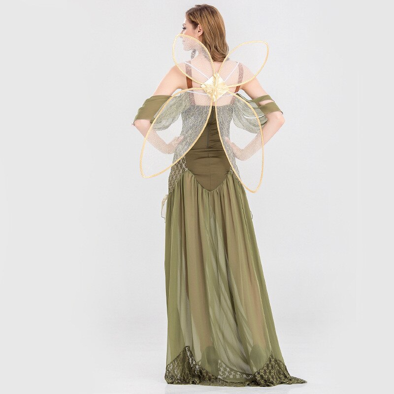 Robe De Cosplay Fée Pour Halloween - Dentelle Et Boutons - Tenue Festive Pour Fête, Anniversaire