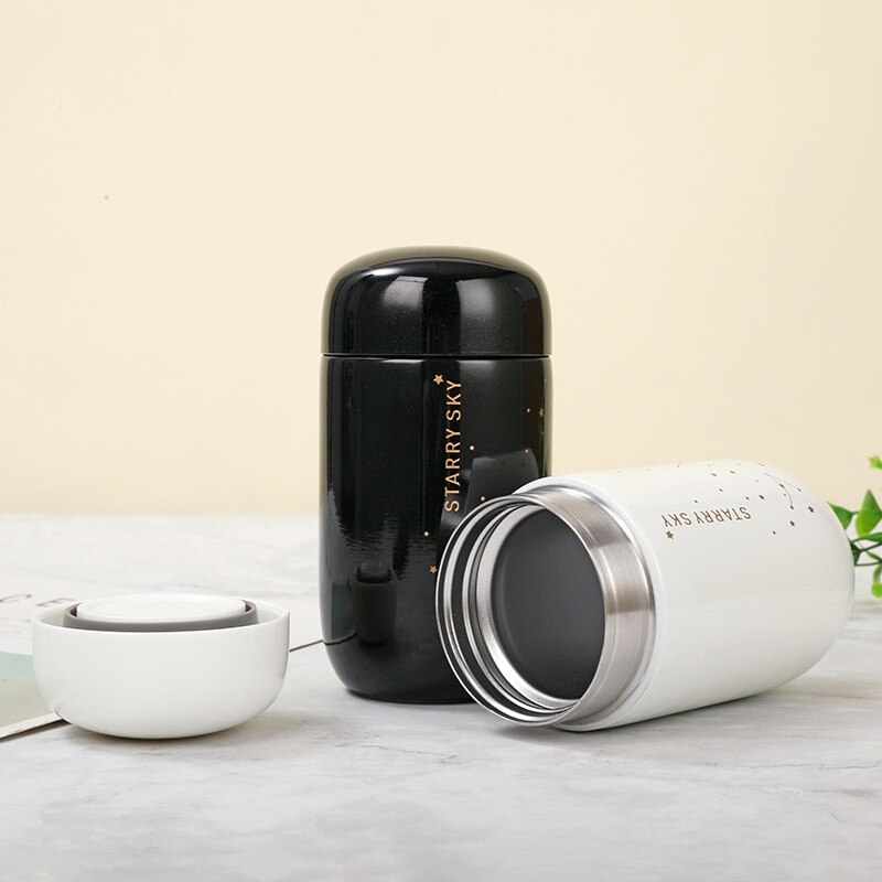 200ml Insulated Thermos Bottles Starry Sky Mini Small Capacity Leakproof Coffee Mug 304 Stainless Steel Vacuum Flask Couple