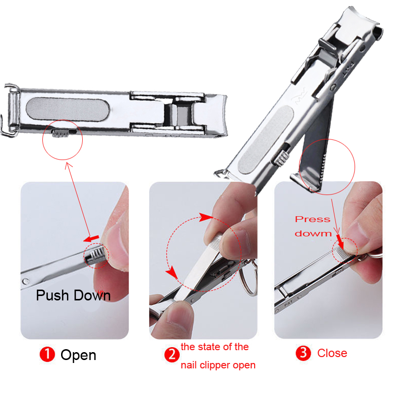 Cortaúñas ultrafino plegable portátil, llavero de viaje, tijeras, cortador, Kits de herramientas de manicura de acero inoxidable