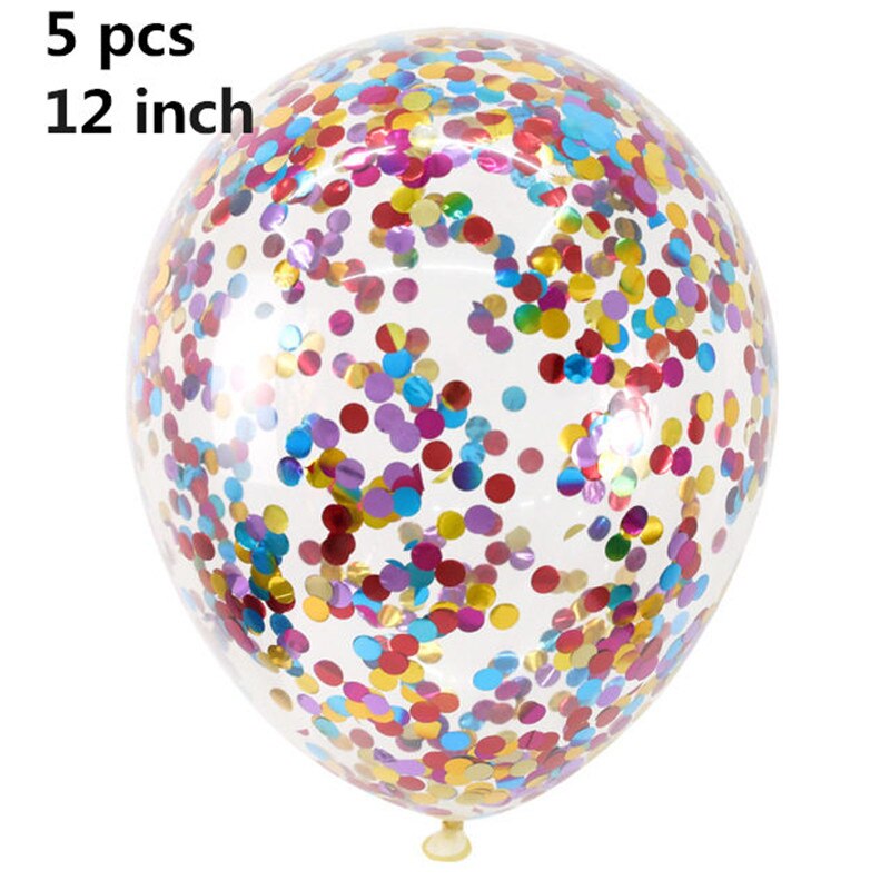 5pcs Black Latex Balloons 12inch Helium Balloon Inflatable Wedding Decorations Air Balls Happy Birthday Party Balloons confetti: Multi