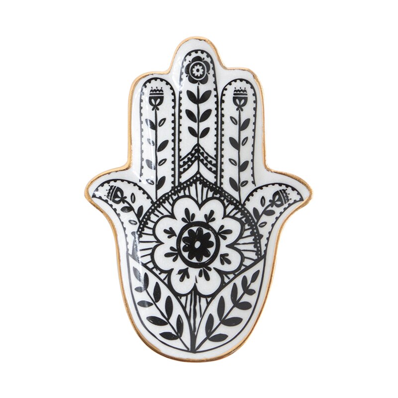 Liten hamsa sun hand flamingo kaktus ananas krona keramisk tallrik tallrik dekorativa smycken prydnad maträtt halsband förvaringsbricka: Hand