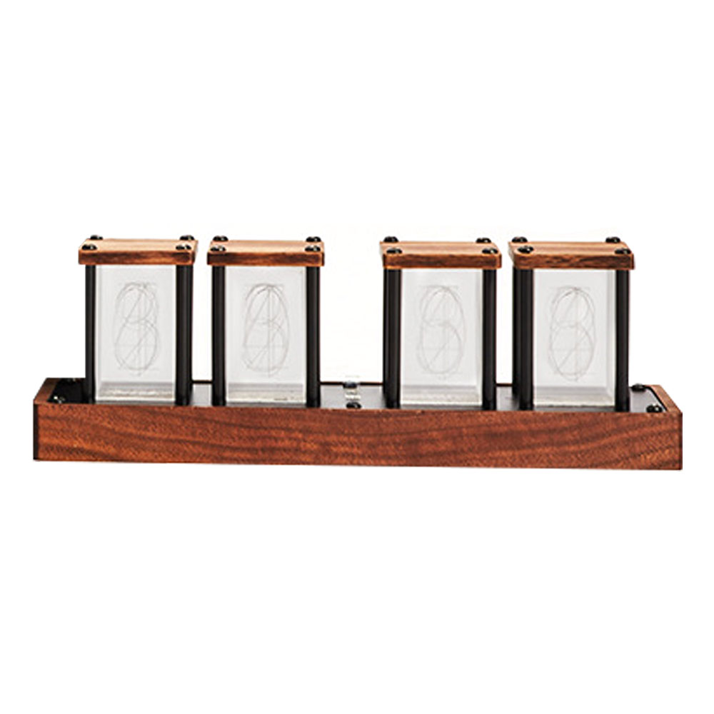 Table RGB Glow Tube Clock Walnut Wood Base LED Electronic Digital Alarm Clocks Timer 12 24 Hours Time System 8 Display Modes