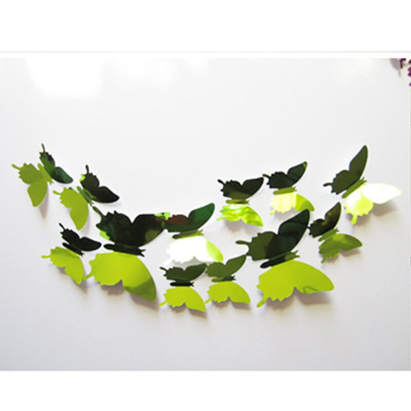 Autocollants muraux 3D ajouré papillon | 12 pièces, accessoires de décoration de maison, miroir décoratif argenté de stéréo: VIOLET