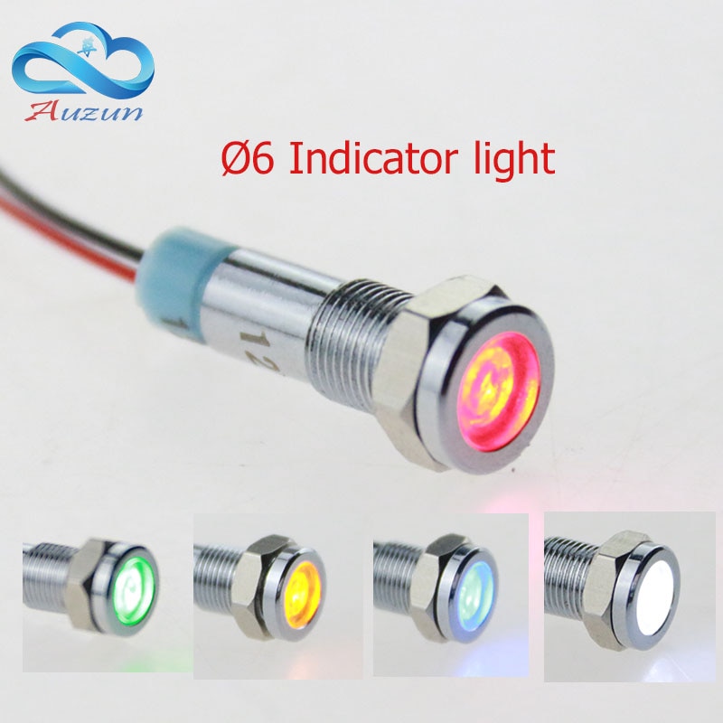 1 stk metal blinklys 6 mm metal lys advarsel køretøj lampe 6v.12v.24v.36v.48 v 110v.220v