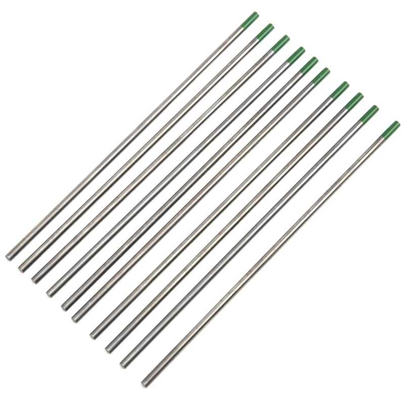 10Pcs Tungsten Electrodes Welding Electrodes TIG Welding Pure Argon Arc Needle Green Head WP 3.2mmx150mm