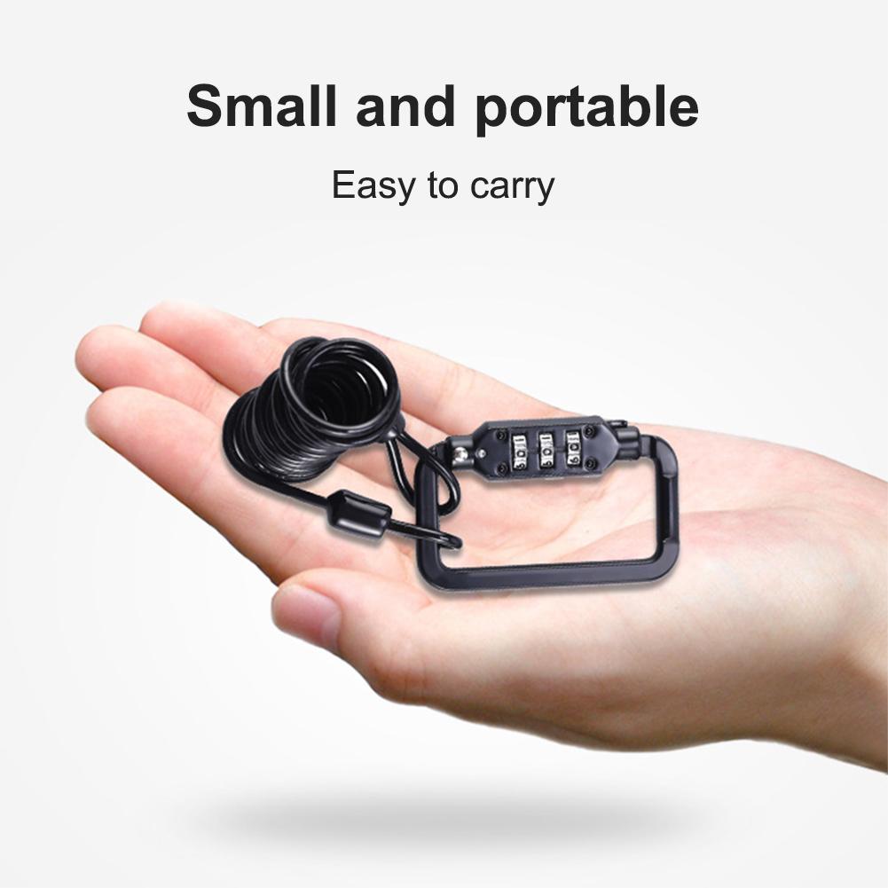 Portable Motorcycle Helmet Lock Cable Heavy Duty Combination Lock Carabiner For Motorbike Bicycle Helmet