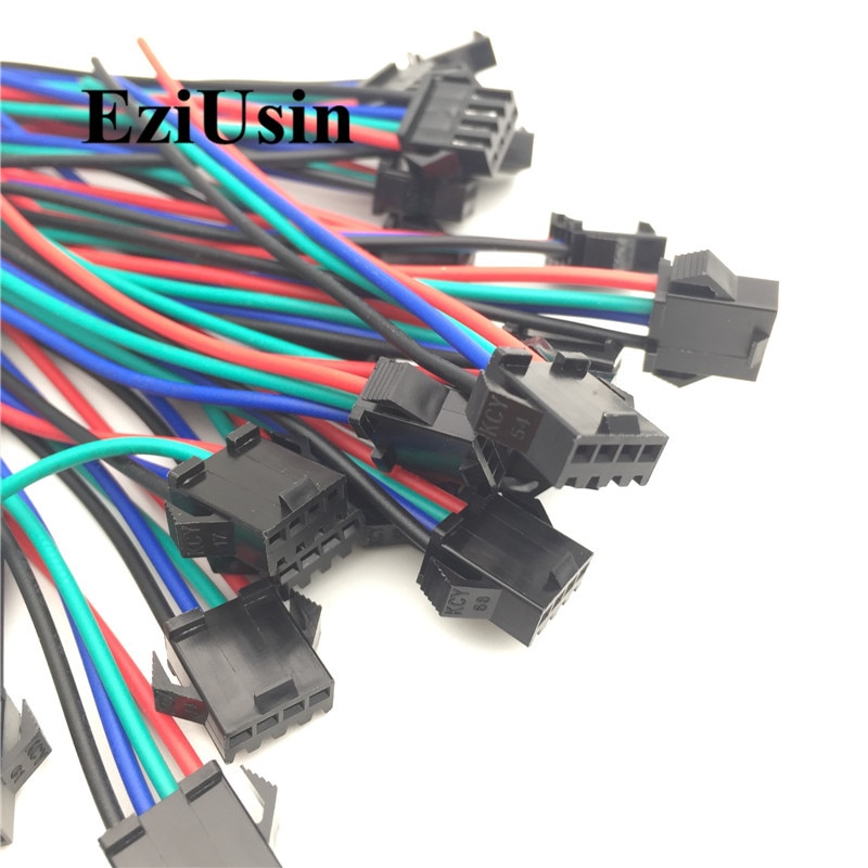 22 AWG JST SM Male and Female Connector 2.54 SM2P SM3P SM4P EL Wire Cable Cord Adapter with Electrical Cable Wire for LED Light