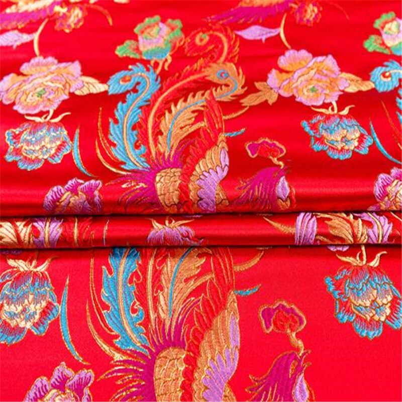 75x100cm The Male Phoenix Pursui Jacquard Pattern Brocade Polyester Fabric for Women Cheongsam