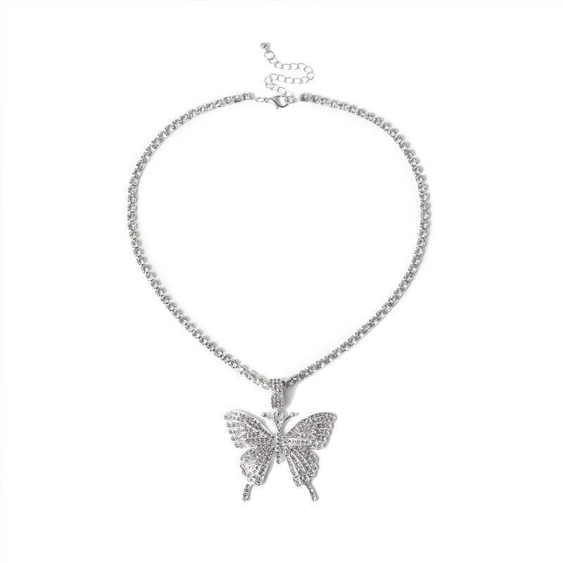 Yi chen europa e américa ornamento elegante única camada garra corrente broca colar simples versátil cravejado homem-feito diamante mas: Silver