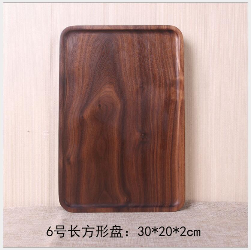 1PCS Wooden Platter Tray Black Walnut Rectangular Western Fruit Pizza Wood Tray Wood Tray Non-painted Solid Wood Tray: 30 20 CM
