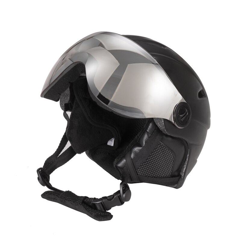 Goggles Snowboard Helmet CE Integrally Ski Helmet With Goggle Half-covered Outdoor Sports Black Skiing Helmet