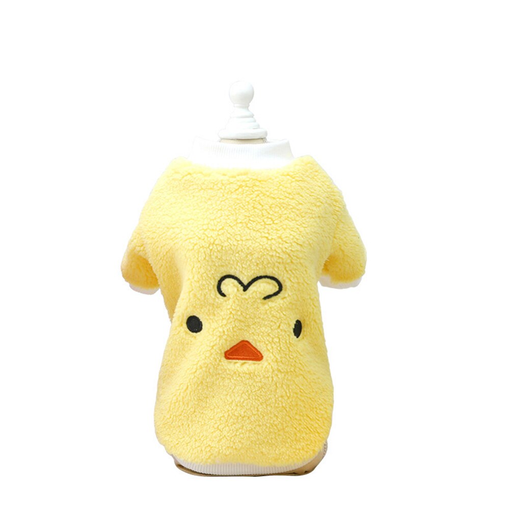 Lã quente roupas para animais de estimação bonito imprimir casaco pequeno médio cão gato camisa jaqueta teddy bulldog francês chihuahua filhote de cachorro roupa de inverno: YELLOW / L