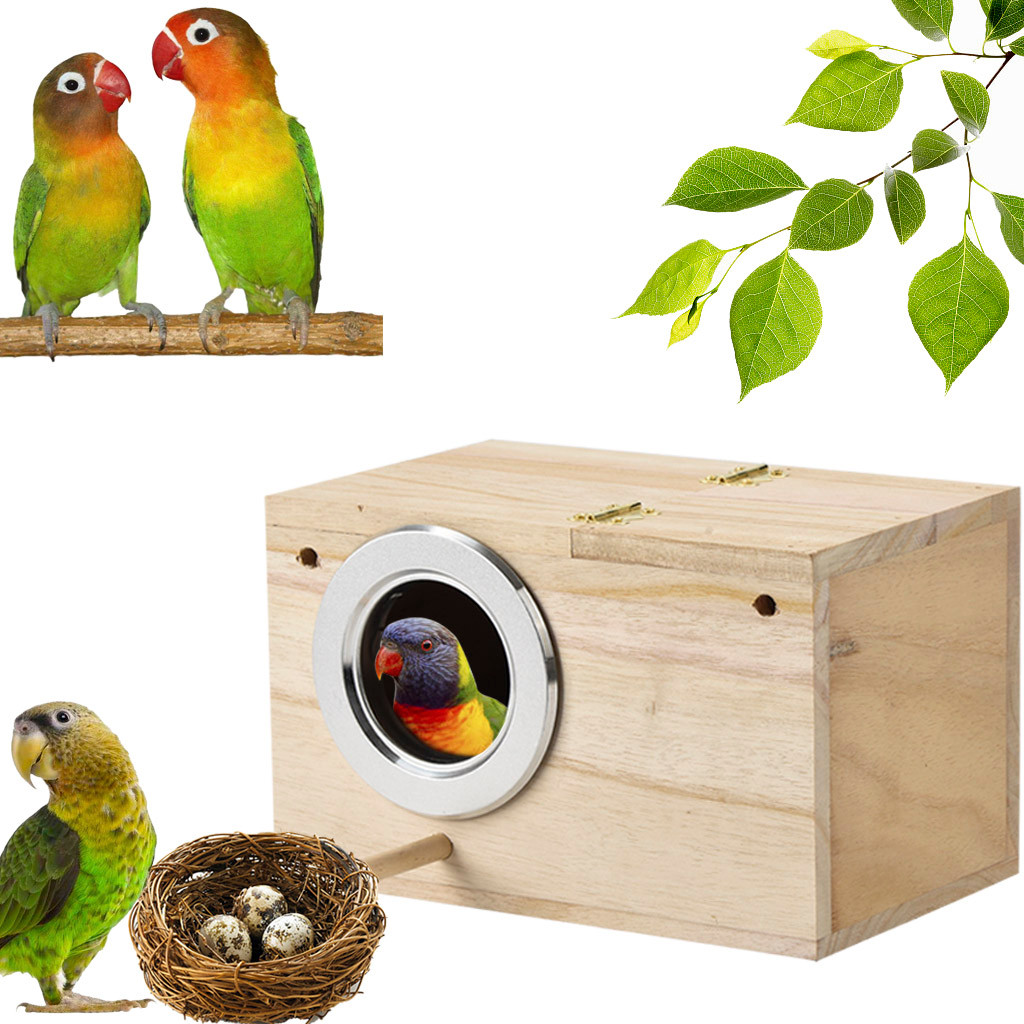 Bird Cage Parrot House Wooden Bird House Warm bird Nest House For Small Pet Parakeets Finches Sparrows Breeding Box Lovebirds