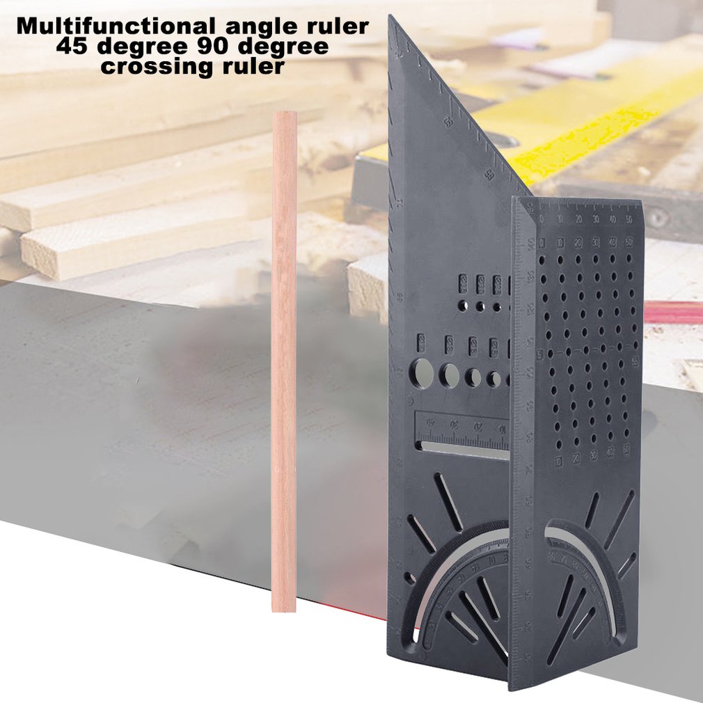 Multifunktions firkant 45 grader 90 grader lineal 3d træbearbejdning stop type måler stop punkt lineal vinkel måling firkant lineal