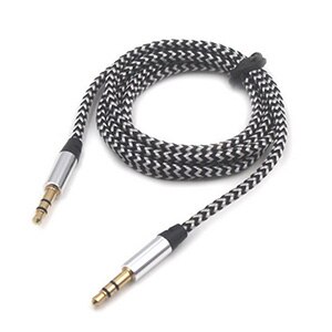 Bil aux ledning 1m nylon jack audio kabel 3.5 mm to 3.5mm aux kabel han til han klud audio aux kabel guld stik til iphone højttaler: Grå