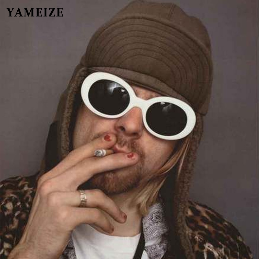 YAMEIZE NIRVANA Kurt Cobain Glasses Oval Sunglasses Ladies Trendy Vintage Retro Sunglasses Eyewear UV