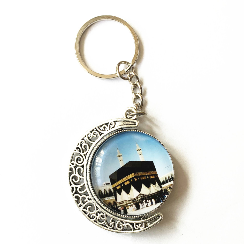 Kaaba Crystal Keychain Muslim Ramadan Both Side Key Ring