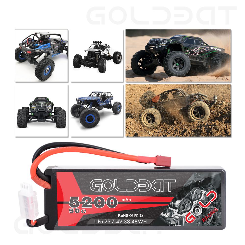 2units GOLDBAT Lipo Battery for RC 5200mAh 7.4V 50C 2S LiPo Battery with Deans XT60 Plug for RC Car Truck Truggy Tank Helicopt