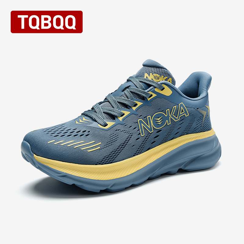 Men's Carbon Plate Air Cushion Running Shoes Breathable Lightweight Marathon Women's Athletic Nonskid Elastic Sports Sneakers: Blue / 41
