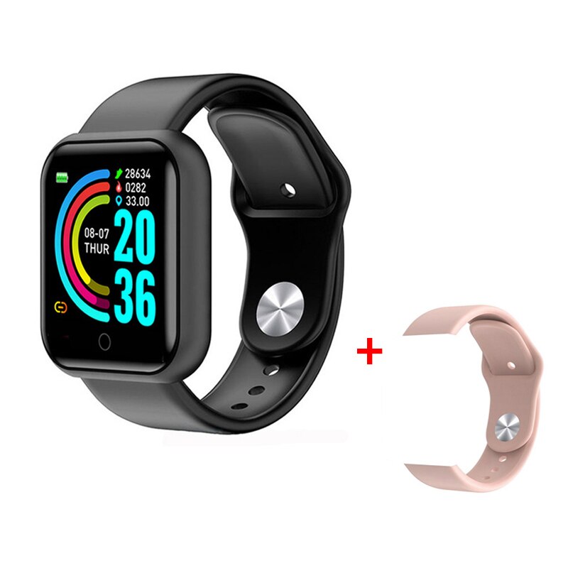 D20Profi Bluetooth Clever Uhr Y68 Fitness Tracker Armbinde Schrittzähler Wasserdicht Armbinde Herz Bewertung Blutdruck SmartBand: Schwarz Rosa