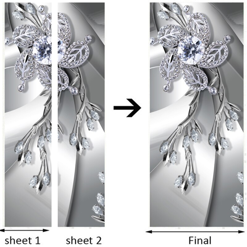 Modern 3D Metal Texture Diamond Flower Door Sticker Abstract Art Mural Wallpaper PVC Self-Adhesive Waterproof Door Poster Decals