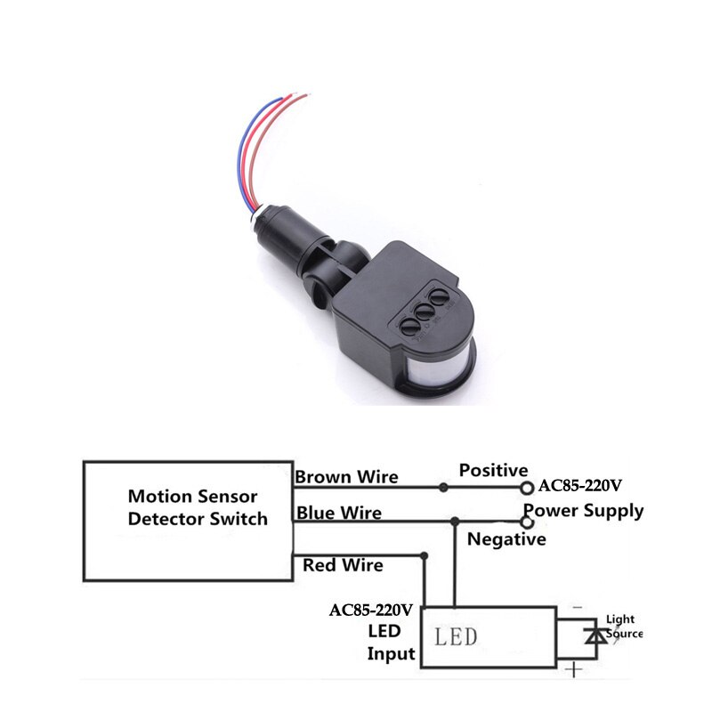 Buitenbewegingssensor  ac85-265v 220v 110v wandlamp led pir infrarood beweging 180 graden draaischakelaar sensor detector