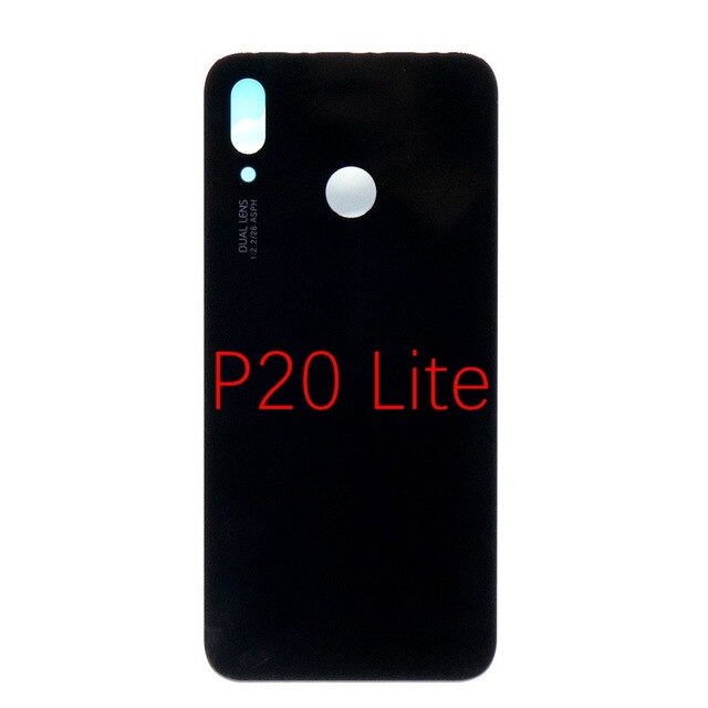 Bateria de volta capa para huawei p20 lite porta caso para huawei p20 lite habitação substituição + voltar câmera lente vidro caso ANE-LX1 3: Black no lens