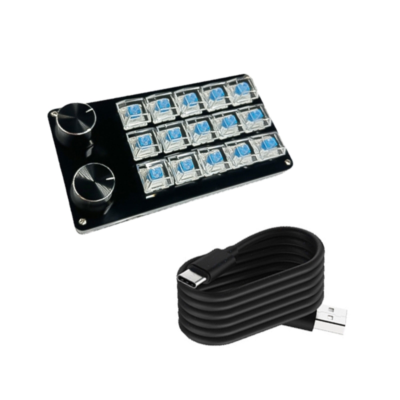 High Efficiency Programmable Macro Keyboards,9/10/12/15Key Mechanical Gaming Keypad for Multimedia and Industrial Use: Khaki