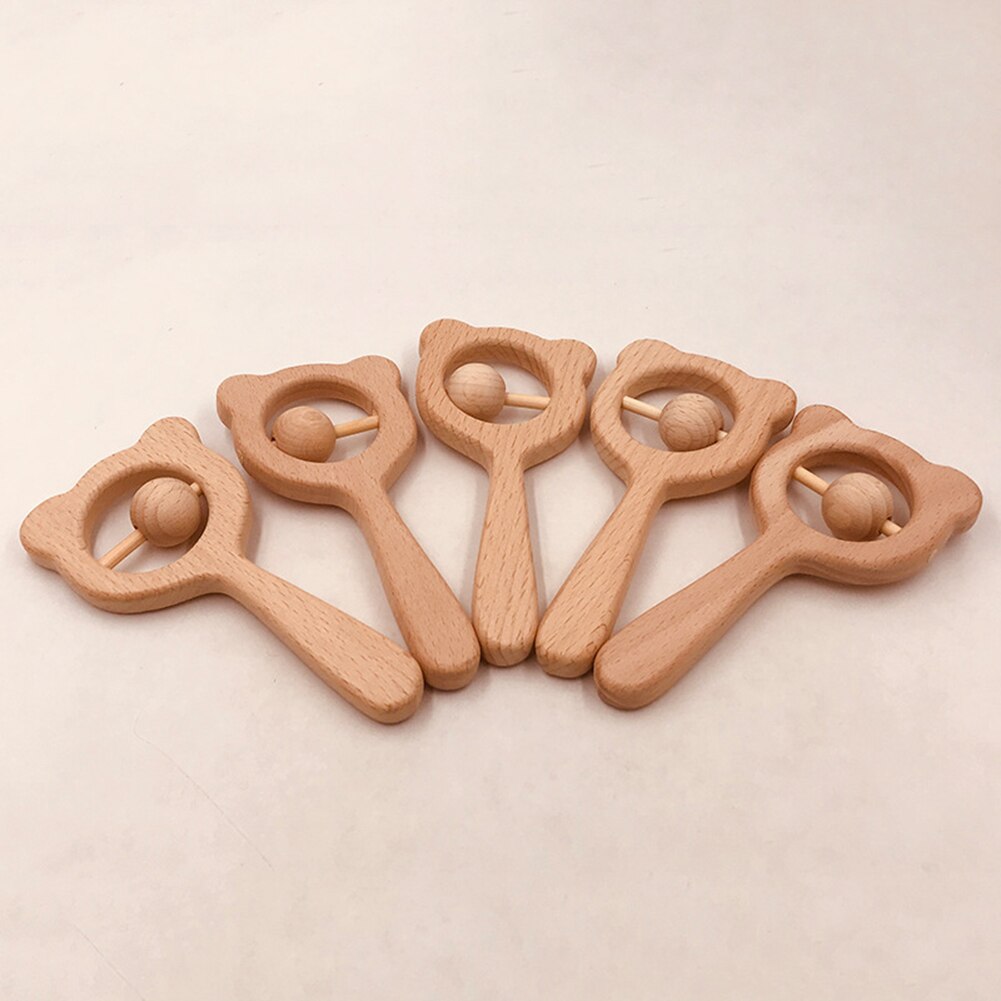 Baby Toys Wooden Teether Rattle Wooden Bracelet Hand Teething Rattles Musical Chew Play Gym Stroller Toys Children Teething Toy