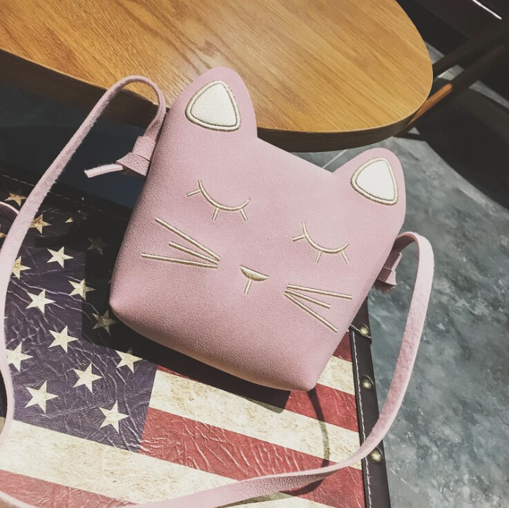 Mini Schulter Tasche mit katze jungen und mädchen der Wildleder Gurt,: Rosa