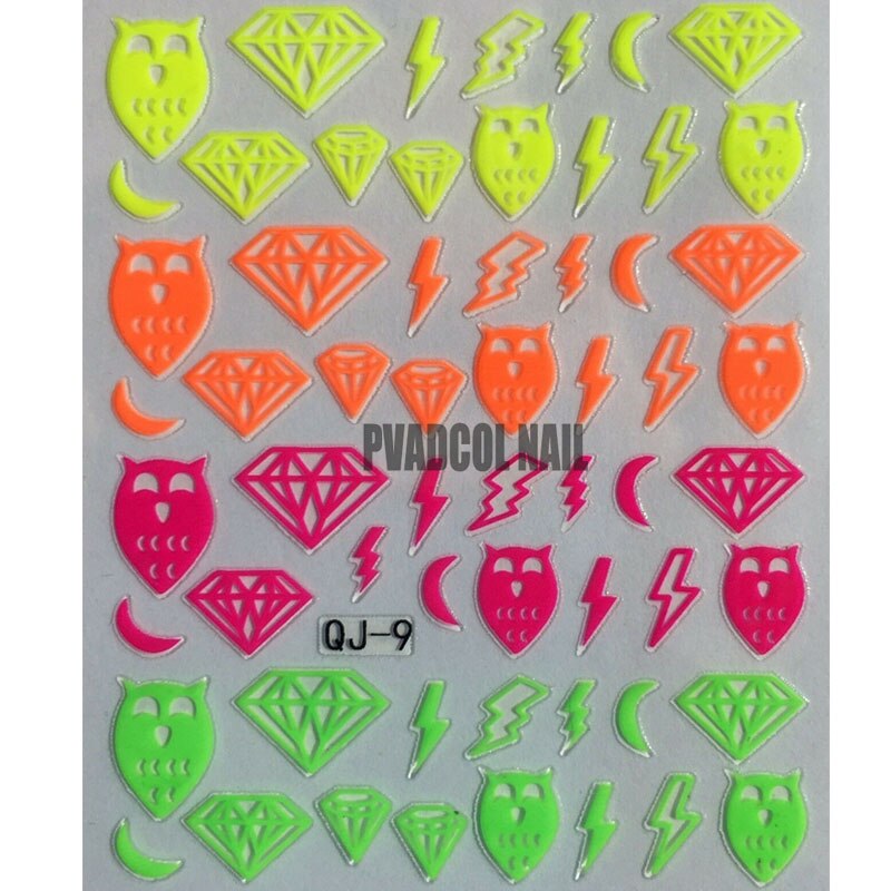 Nail art 3d dekal klistermärken neon linjer stjärnor sommar naglar självhäftande manikyr akryl designs verktyg: Typ 4