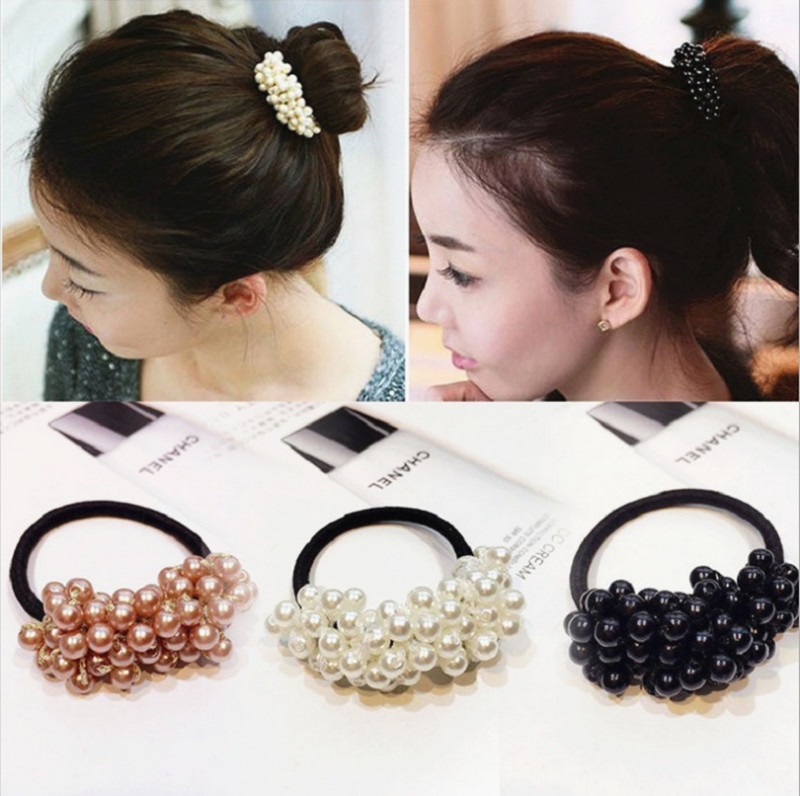 Perles bandeaux élastique pour queue de cheval filles chouchous Vintage élastiques bandes de cheveux en caoutchouc corde coiffure femmes accessoires de coiffure