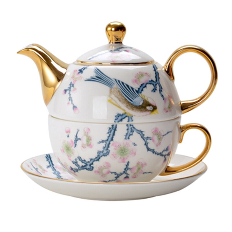 Bone china Coffee Teapot Set 1 peoples British Teacup & Saucer Porcelain Afternoon Tea Time Office Coffee set Cafe Decoration