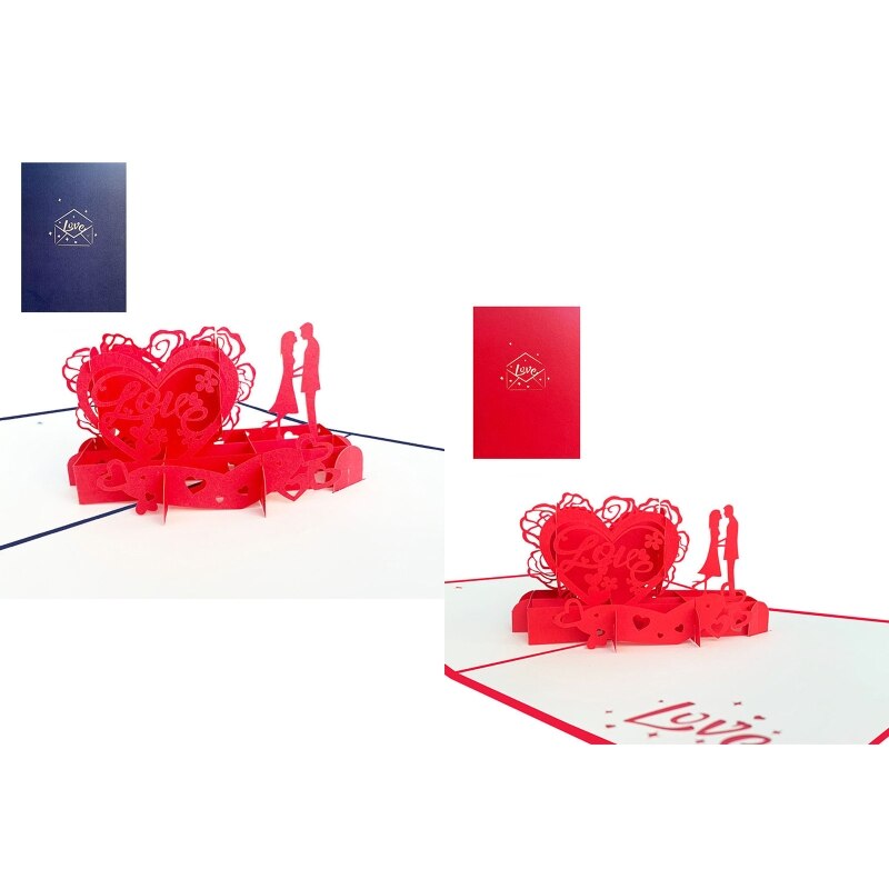 XXFA Love Heart Pop Up Valentines Day Card 3D Popup Greeting Cards for Wedding Anniversary All Occasion Wife Husband Handmade