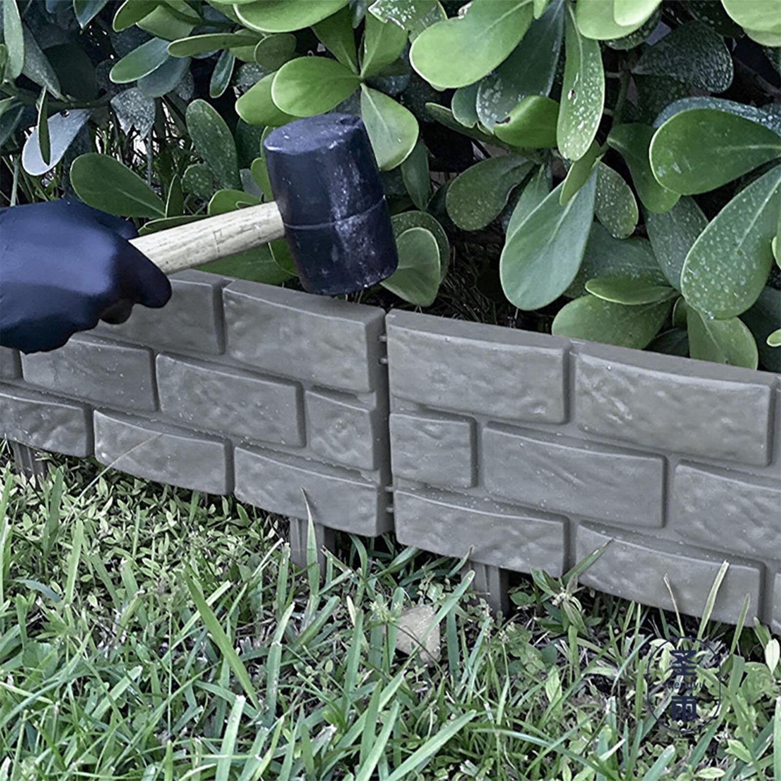 4pcs Garden Edging Courtyard Grass Rectangle Stone Brick Effect Accessory Plant Bordering Path Landscape Lawn Fence Decoration