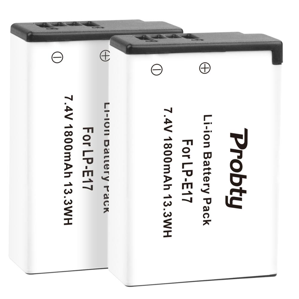 Probty-Batería de LP-E17 LPE17 LP E17 de 1800mAh para cámaras Canon EOS 200D M3 M6 750D 760D T6i T6s 800D 8000D Kiss X8i
