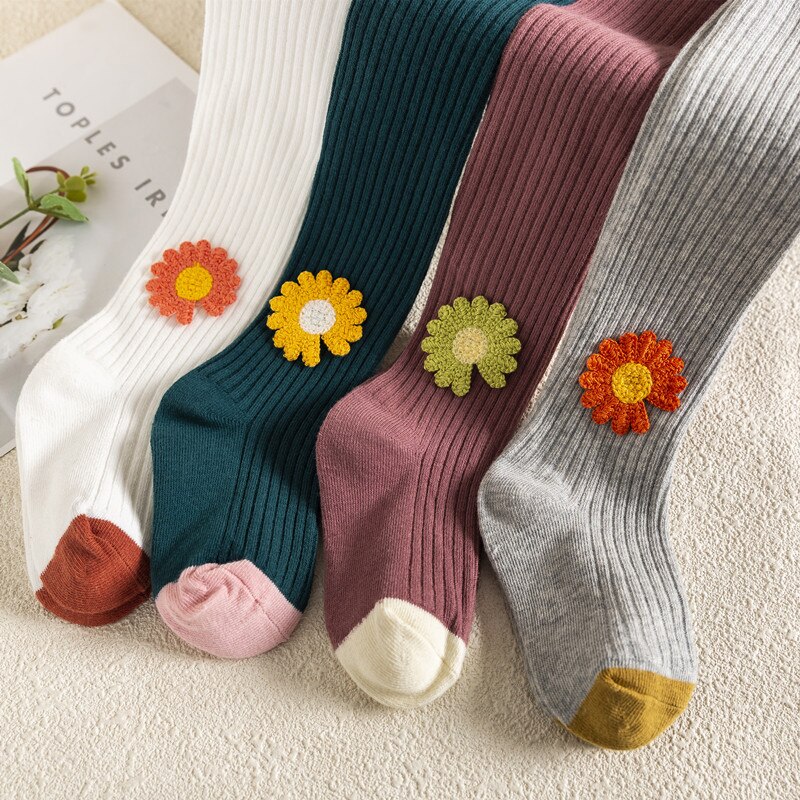 Baby Meisjes Knit Panty Winter Zacht Katoen Stretch Warm Leggings Peuter Warm Kousen Broek Daisy Bloem Panty