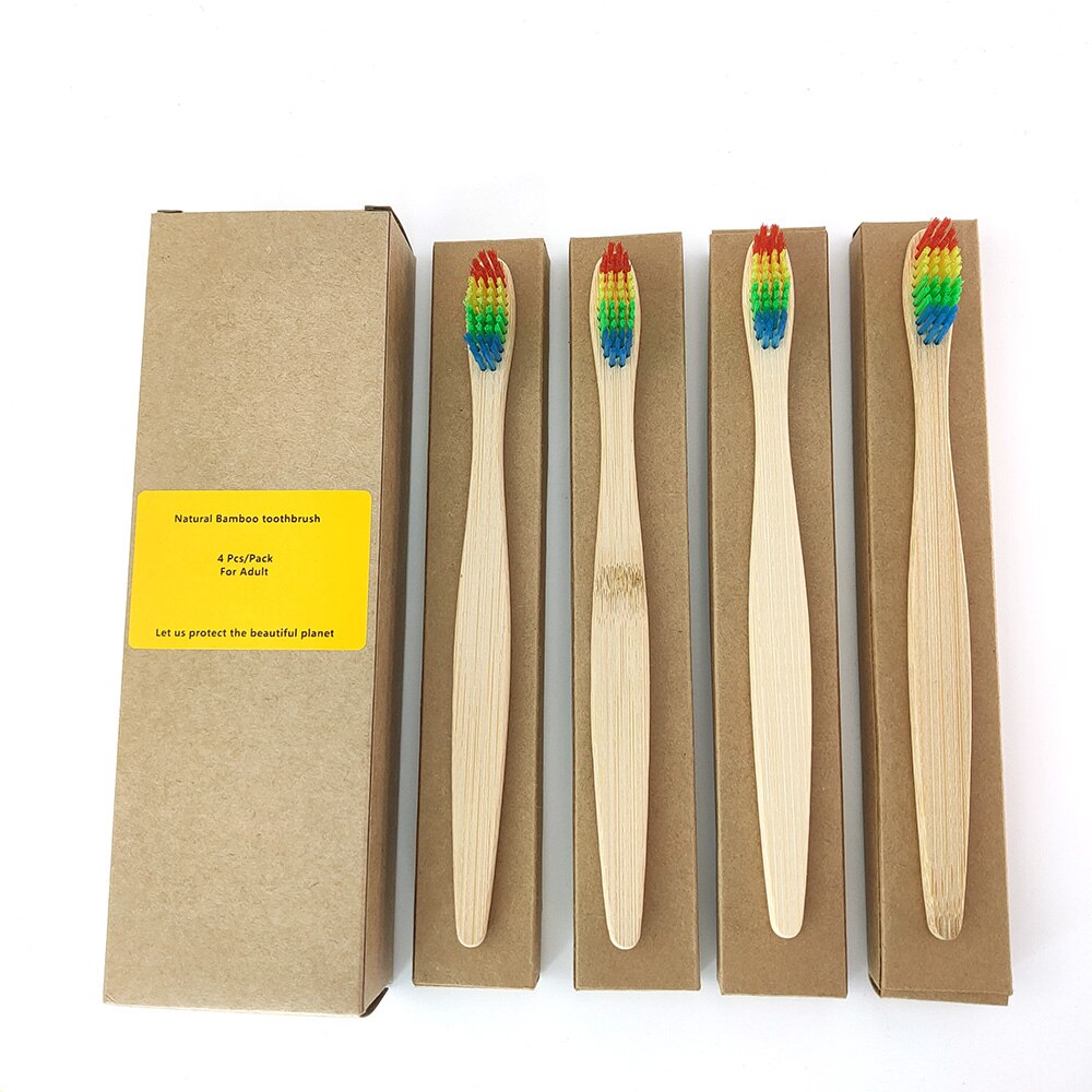 4Pcs Toothbrush Soft Bristle Wooden Tooth Brush Natural Bamboo Handle Dental Oral Care Eco Friendly Travel Tooth Brush: 1198-G-1