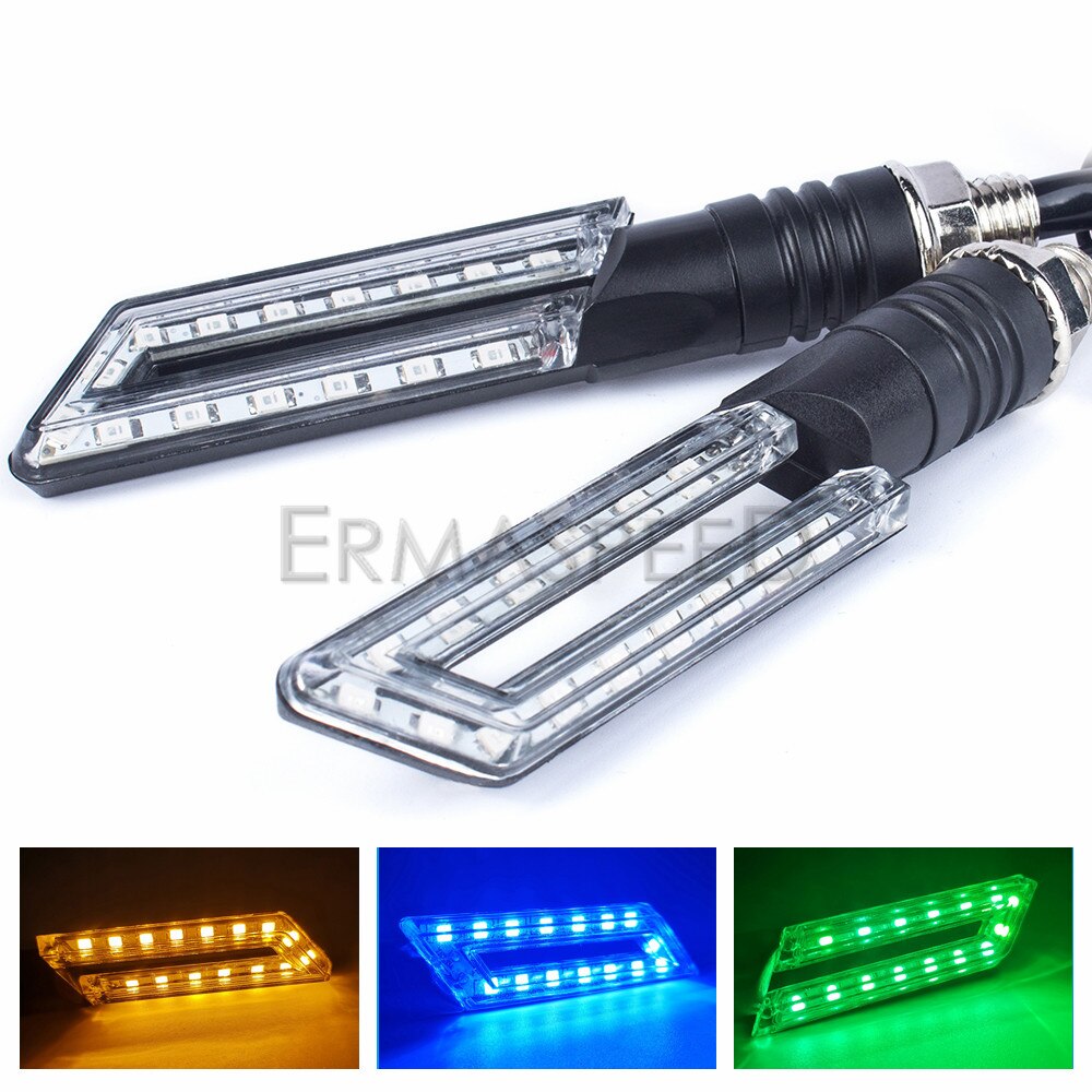 Luces Led intermitentes para motocicleta, intermitentes delanteros y traseros, color azul, verde y ámbar, para Scooter Eléctrico