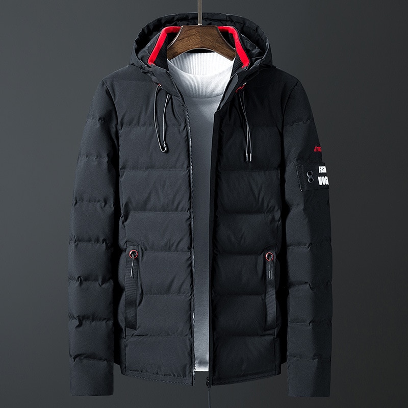 Veste d'hiver streetwear pour homme, parka épaisse et chaude à capuche, manteau d'hiver décontracté et slim pour étudiant