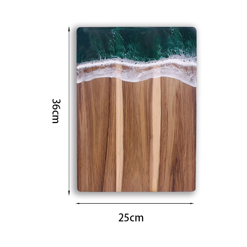 Acacia Wood Cutting Board Resin Blue Wave Pattern for Kitchen acacia wood epoxy resin cutting board cheese board Challah board: WHITE