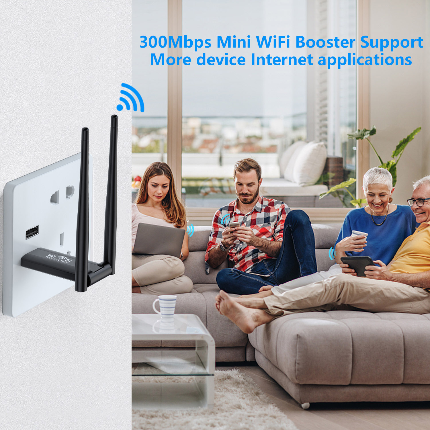 USB 2.4G 300Mbps Wireless WiFi Repeater Extender Router Wi-Fi Signal Amplifier Booster Long Range Network Card Adapter for PC