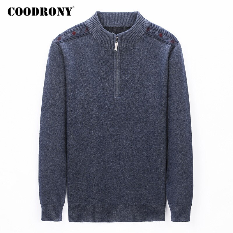 Coodrony dragkedja colon tröjor vintertröja herrkläder tjocka varma stickade tröjor man casual herrtröjor  c1218