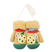 Vendita Calda Animale Del Fumetto Guanti di Inverno Del bambino Bambini Addensare Guanti Caldi Carino Coccinella Lavorato A Maglia Delle Ragazze Dei Ragazzi Guanti per 4-7 anni: giallo