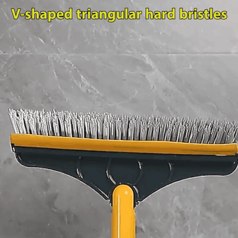 2 In 1 Floor Brush Scrub Brush With Adjustable Stainless Metal Long Handle Scrubber Detachable Stiff Bristles For Tile Cleaning