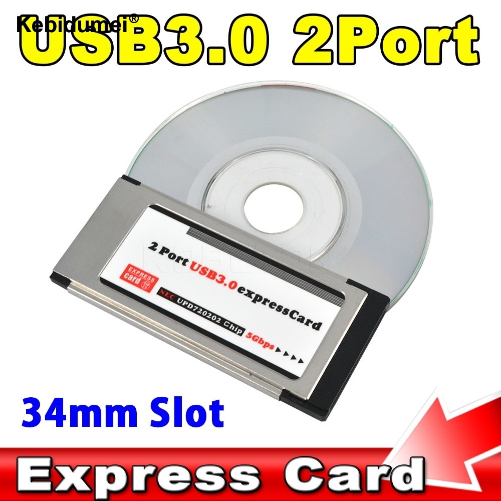 Kebidumei Pci Express Card Expresscard Usb 3.0 2 Port Adapter 34 Mm Express Card Converter