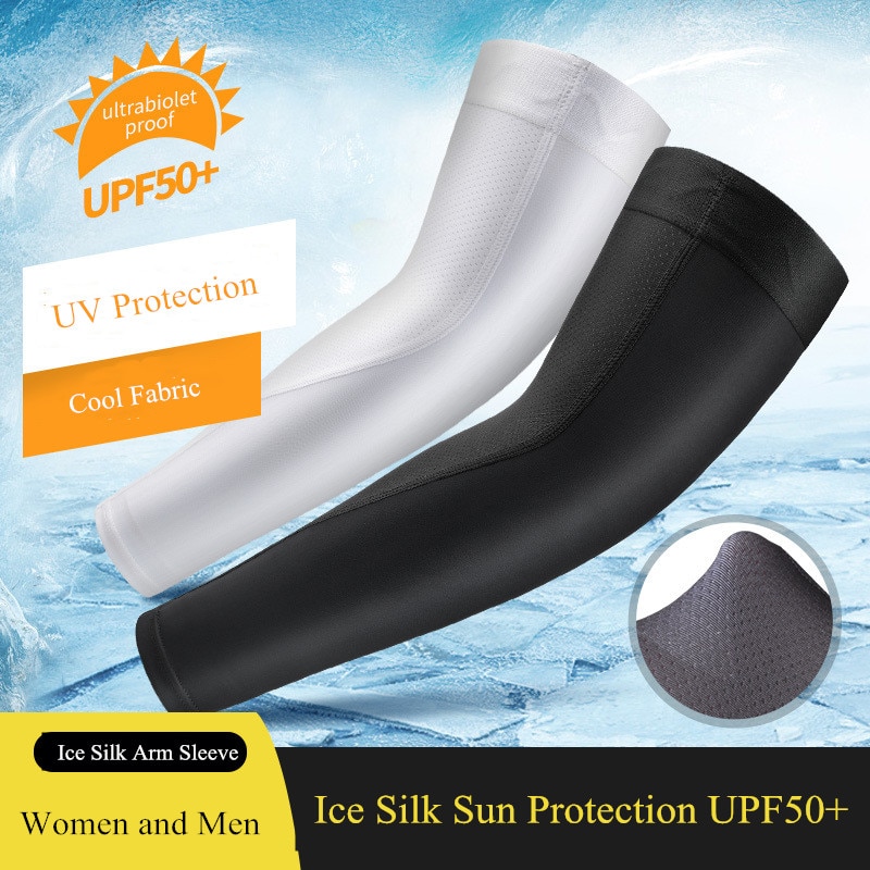 1 pc anti-uv-armbeschermers van ijszijdestof, basketbal, buitensport, fitnessarmwarmers, handbeschermer, lange handschoenen